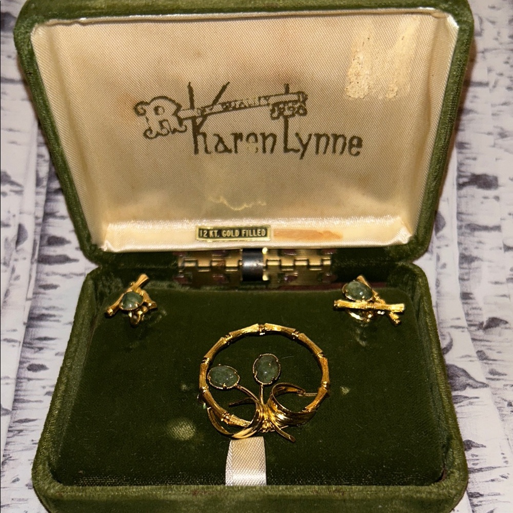 Gold and Green 12 KT Gold Filled Jewelry Set